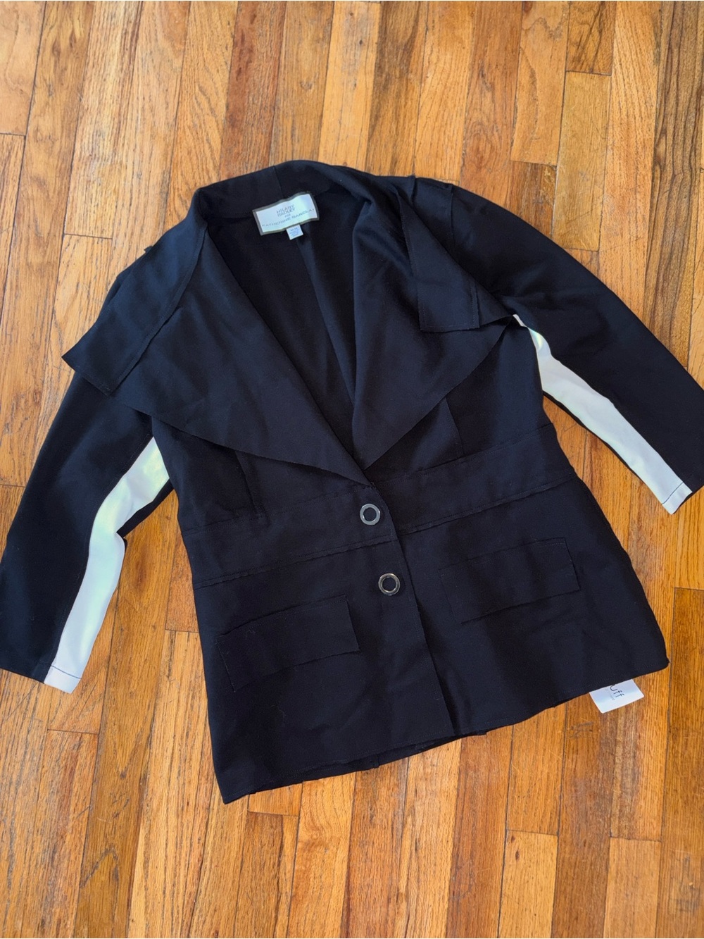Hilary Radley for Katherine Barclay Black Blazer with White Sleeve Size M